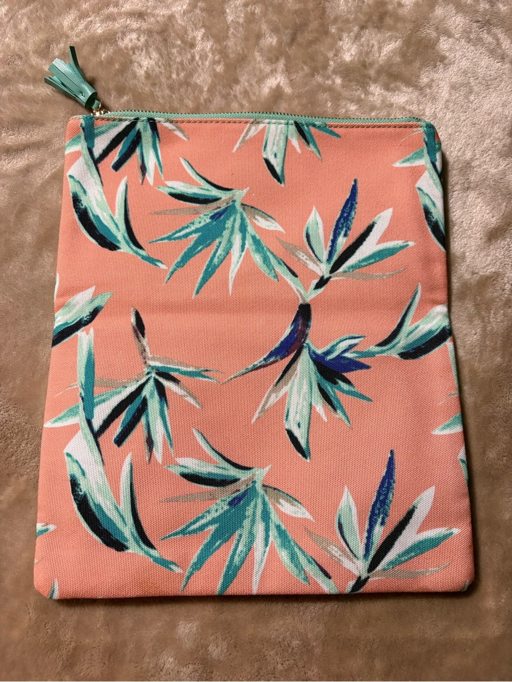 Rachel Pally Reversible Foldover Clutch | Peach Tropical Palm & Mint Green- NWOT